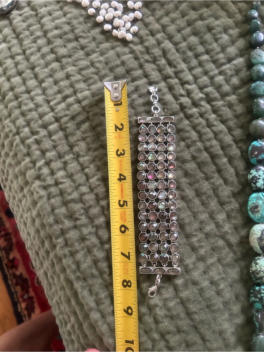 Lucky Brand Multicolored Stone Wide Link Bracelet - Silver Tone
